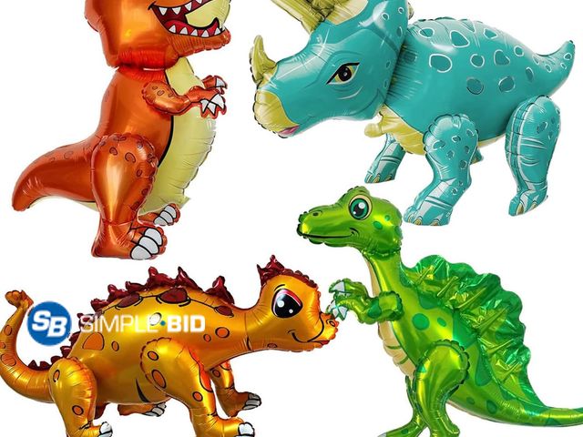 Lot 58-56167 - New Giant 3D Dinosaur Balloon for Birthday Party Decorations, Cute Self Standing Dino Balloons, Alum...