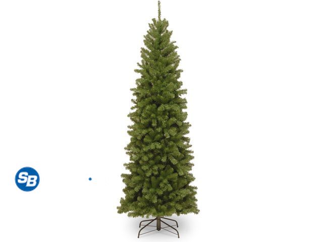 Lot 58-32242 - New National Tree Company Artificial Slim Christmas Tree, Green, North Valley Spruce, Includes Stand...