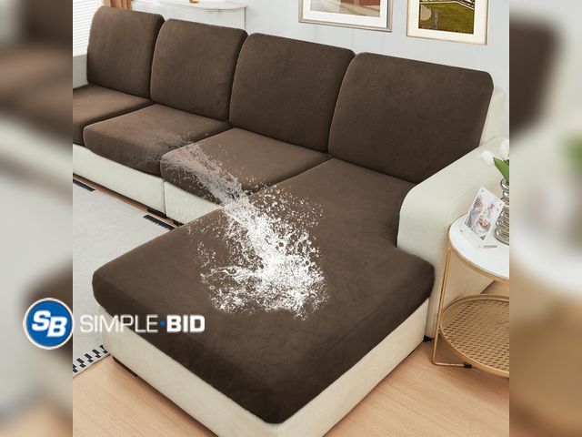 Lot 58-40591 - New Waterproof Couch Cushion Covers Thick Velvet Fabric Washable Sofa Slipcovers Sectional Couch Cov...