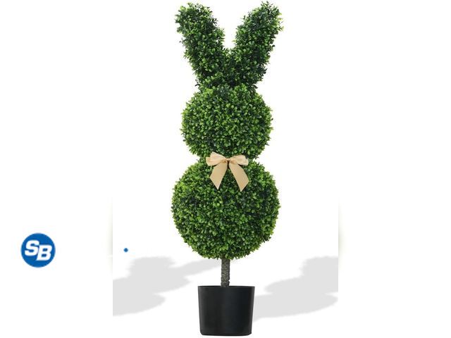 Lot 58-50547 - Rabbit Shaped Topiary Trees – 27 inches High Easter Artificial Boxwood – Easter Rabbit