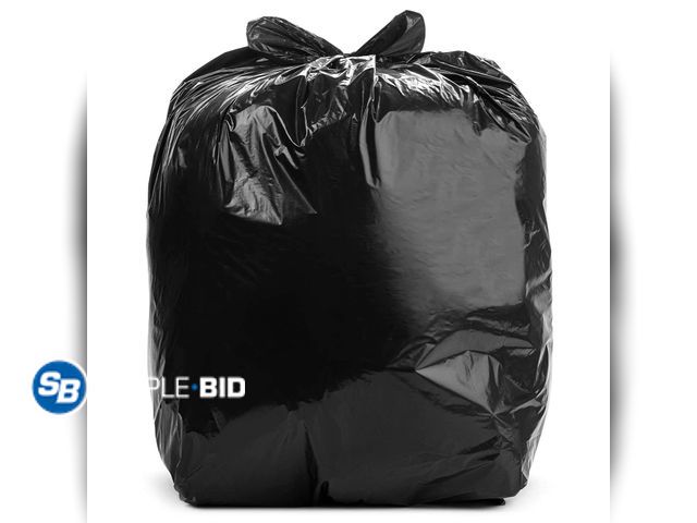 Lot 58-63049 - New Aluf Plastics - 3 Ply Trash Bags, 56 Gallon, 1.5 Mil (eq), 43"x47", Black, 100 Count (5 Rolls of...