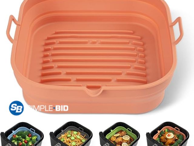 Lot 58-37610 - Lot of (4) New Silicone Air Fryer Liners Square - Reusable Airfryer Silicone Basket - Easy to Clean ...