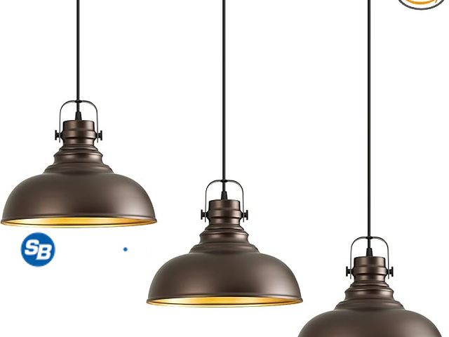 Lot 58-39130 - New Refice 3 Packs Farmhouse Pendant Lights, Oil Rubbed Bronze Pendant Lighting, lsland Pendant Ligh...