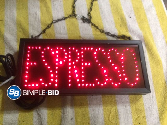 Lot 58-59608 - Black Sign with Red Lights up  "Espresso"