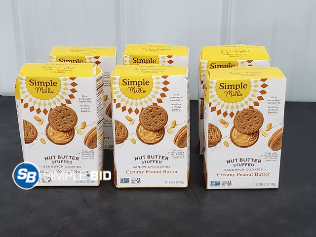 Lot 58-67793 - Lot of (6) Simple Mills Creamy Peanut Butter Sandwich Cookies - Gluten Free, Vegan, Healthy Snacks, ...