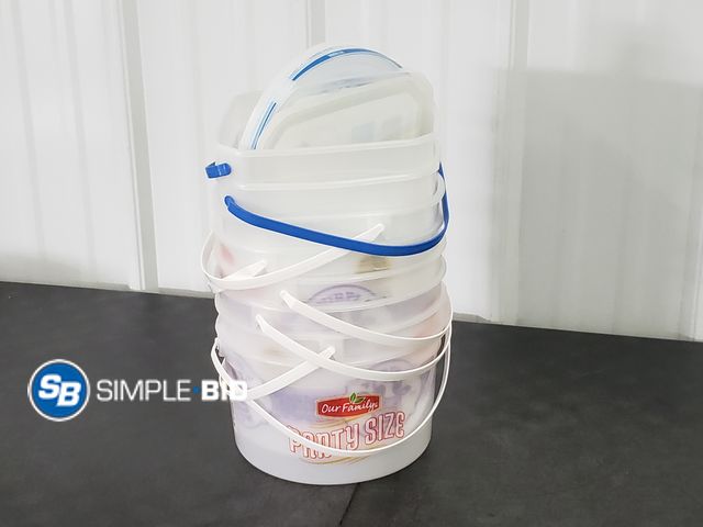 Lot 58-68598 - Lot of (8) Ice Cream Buckets with Lids/ Handles