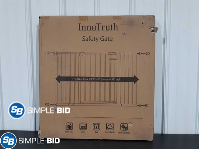 Lot 58-23551 - InnoTruth Safety Gate - Fits Openings 28.9" - 49" - 30" Hight - Brown Color - Appears Unused