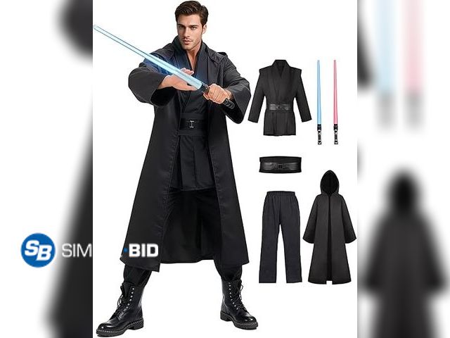 Lot 58-32933 - New ALIZIWAY Jedi Costume Robe Adult Men Obi Wan Kenobi Anakin Skywalker Cosplay Kylo Ren Knight Hal...
