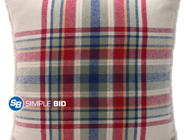 Lot 58-57912 - New Better Homes &amp; Garden 20"x20" Beige Cozy Tartan Plaid Decorative Throw Pillow