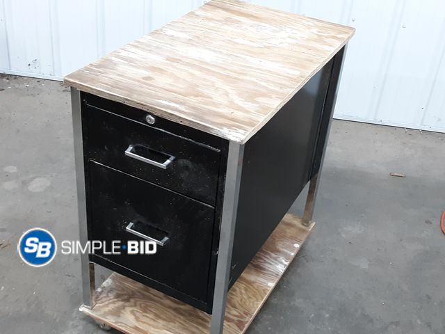 Lot 58-77031 - Rolling Filing Cabinet with Shelf and Wood Top