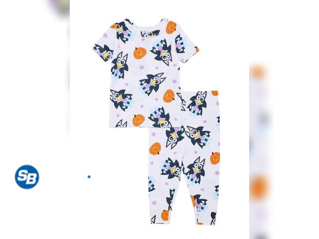 Lot 58-72203 - New Bluey Toddler Halloween Graphic Short Sleeve Shirt &amp; Pant Pajama Set, Size 5T