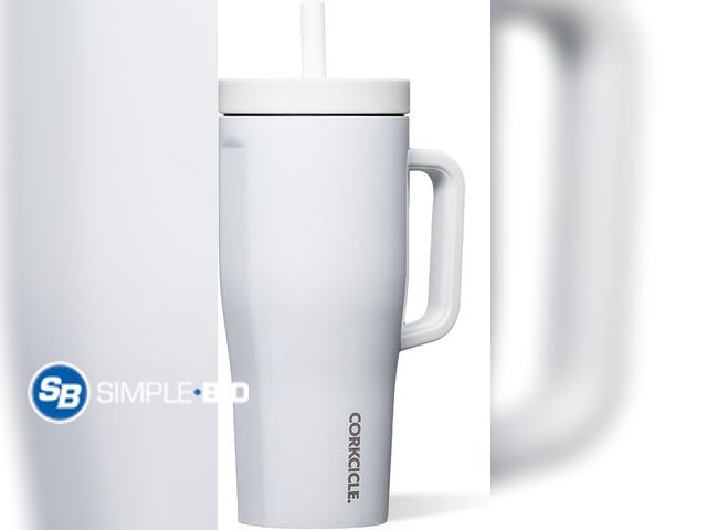 Lot 58-68507 - New Corkcicle Cruiser - Insulated Tumbler with Handle - Keeps Drinks Cold 20 Hours - Spill-Proof Dua...