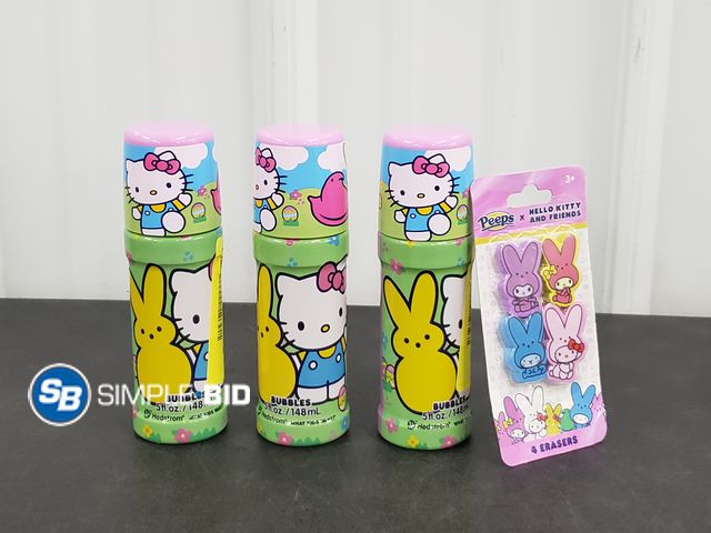 Lot 58-72171 - Lot of (3) BUBBLES - 5 fl oz each with Hello Kitty and Friends Erasers - Great for the kiddos or gif...