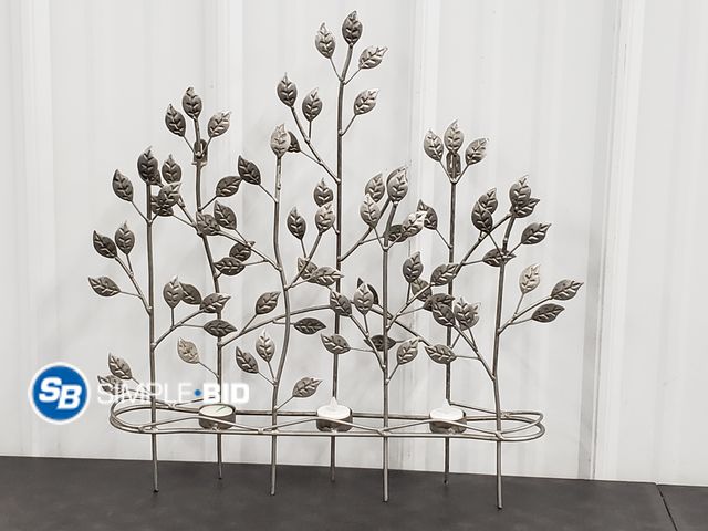 Lot 58-84406 - Metal Floral Candle Holder Wall Art