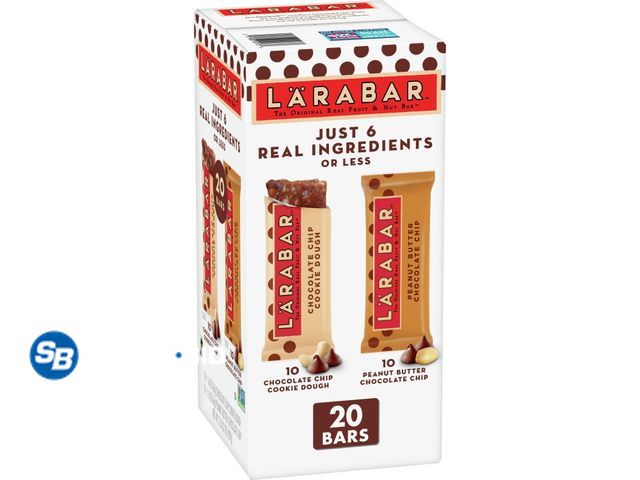 Lot 58-67852 - LARABAR Fruit and Nut Bar, PB Choc. Chip and Choc. Chip Cookie Dough, 18 pack - unopened - expired