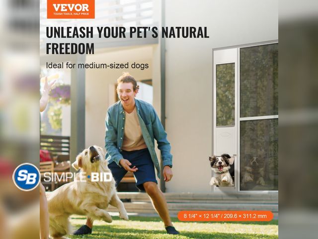 Lot 58-37081 - New VEVOR Dog Door for Sliding Glass Door,75 7/8"-80 11/16" Adjustable Height Doggy Door for Sliding...