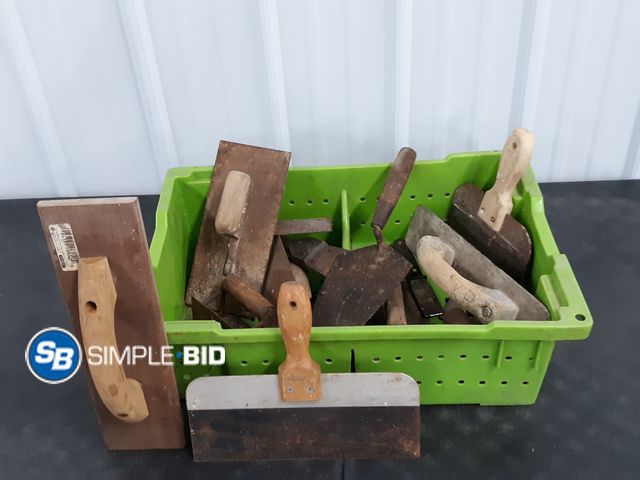 Lot 58-37141 - Lot of Hand Tools - Spatulas, Scrapers with Plastic Crate- Used