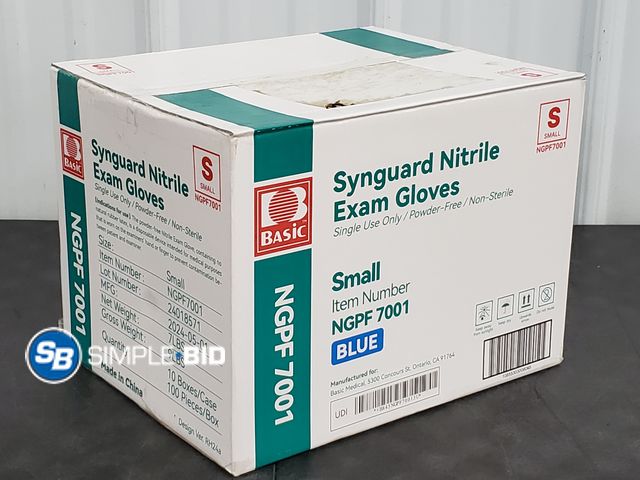 Lot 58-74527 - Synguard NItrile Exam Gloves - Size Small - (10 Boxes of 100 Each)