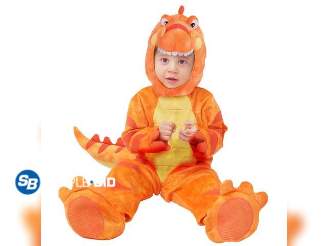 Lot 58-27392 - New Orange Dinosaur T-Rex Realistic Costume for Baby Halloween - SIZE 12-18 months