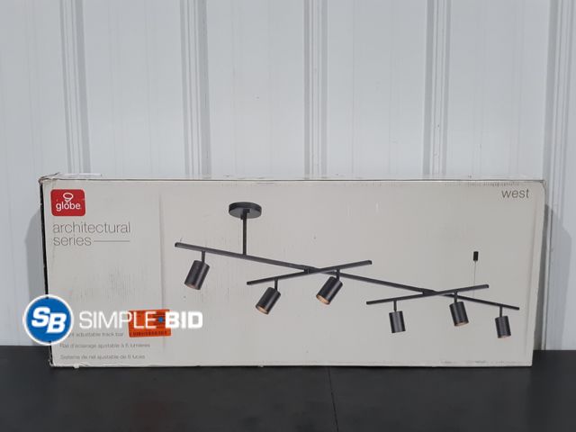 Lot 58-28891 - Globe Architectural Series 6-Light Adjustable Track Bar - Black Color