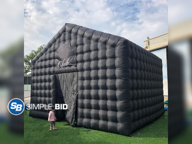 Lot 58-67645 - Large Black Inflatable Cube Disco Tent Square Gazebo Event Room Big Mobile Portable Night Club Party...