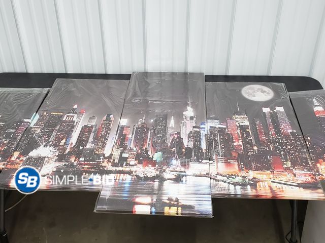 Lot 58-74551 - Set of (5) Canvas Prints - City Scape Decor
