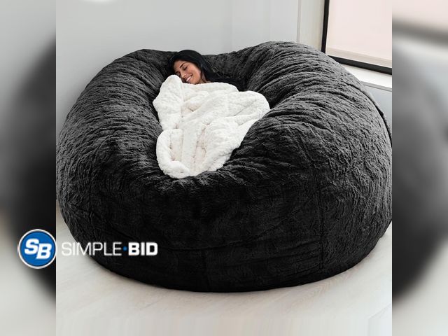Lot 58-54906 - New Bean Bag Chair Cover Without Filler,Large Circular Soft Fluffy Comfortable Velvet Washable Bean ...