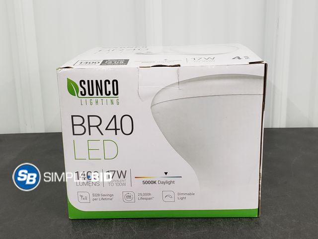 Lot 58-56536 - Sunco BR40 LED Soft White 4 Pack Light Bulbs - 5000K Daylight - 17W equivalent to 100W - appears unu...