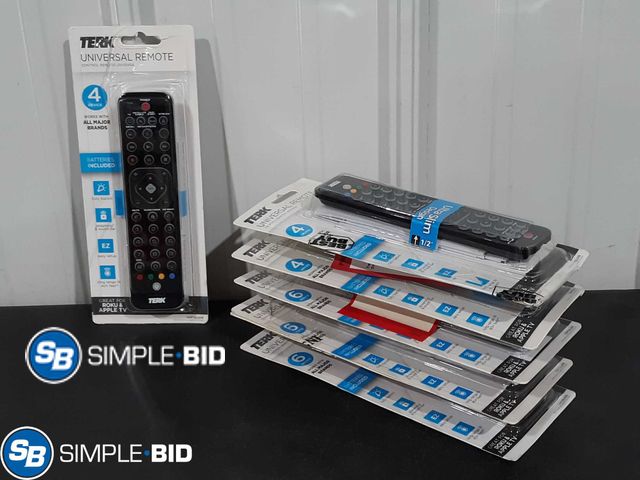 Lot 58-17865 - Lot of (6) New TERK Universal Remote Controls - works with all Major brands up to 4 Devices