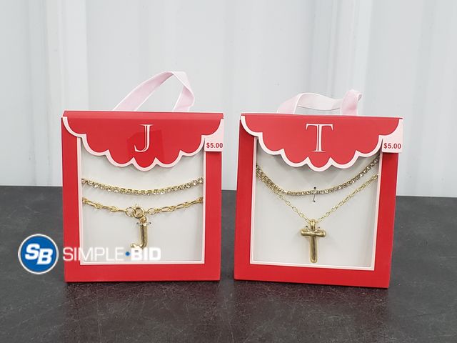 Lot 58-40035 - Lot of (2) New Inital Necklace with Bracelets --- J -T