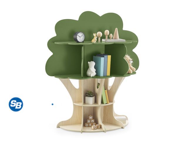 Lot 58-68792 - Delta Children Tree Bookcase - Greenguard Gold Certified, Fern Green/Crafted Natural -- in very good...