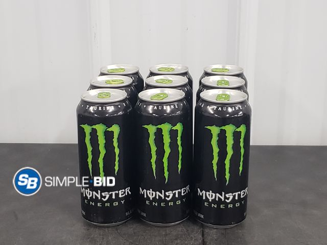 Lot 58-68604 - MONSTER! Lot of (9) Monster Energy Drinks - unopened 16 fl oz - out of box