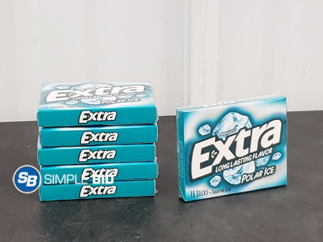 Lot 58-72385 - Lot of (6) EXTRA long lasting Flavor - Polar Ice gum - 15 sticks in each - unopened