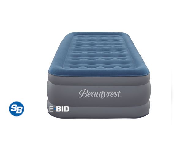 Lot 58-58045 - New Beautyrest Extraordinaire 20 inch Twin Air Mattress with Built-in Pump for Camping and Guests