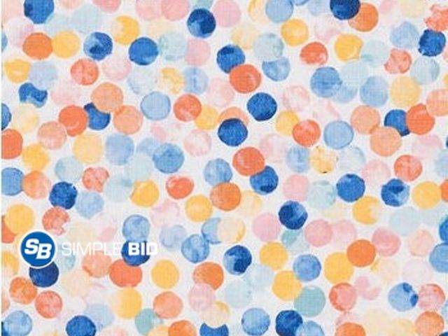Lot 58-75970 - FABRIC! Lot of (4) Coral Navy Dot Cotton Calico Fabric, Colorful Spotted, Quilting, Home Accents, Fa...