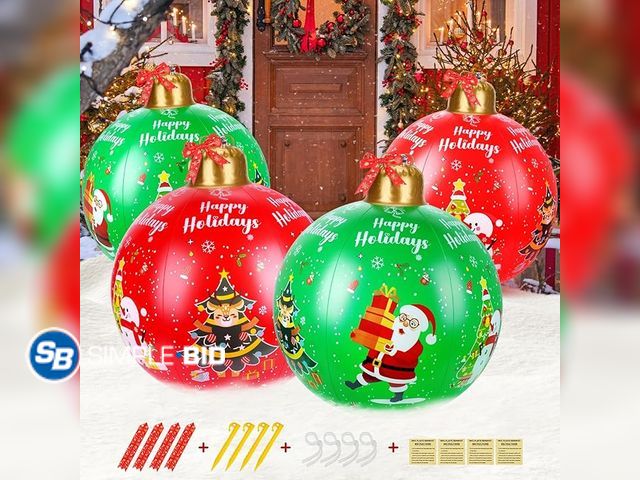 Lot 58-17758 - New 2 PCS PVC 24 Inch Giant Inflatable Christmas Balls Inflatable Christmas Decorations Outdoor Infl...