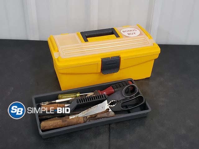 Lot 58-40473 - Plastic Tool Box with Misc Tools
