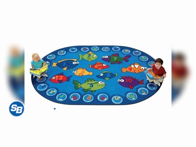 Lot 58-67715 - Carpets for Kids Fishing For Literacy Oval Rug - 25.83 ft Length x 65" Width - Oval - used but in go...