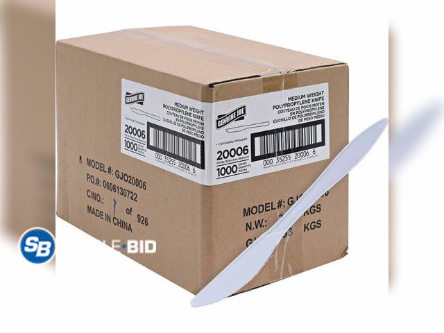 Lot 58-60753 - New Genuine Joe Plastic Knifes Ind-Wrapped Med-Weight 1000/CT WE 20006