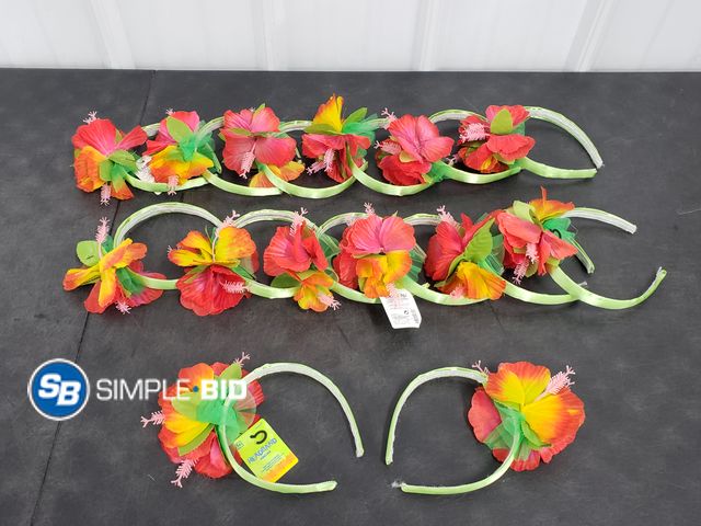 Lot 58-71957 - Lot of (14)  Luau Hibiscus Headband - appears unused