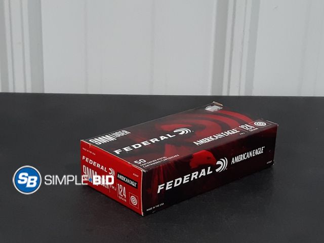 Lot 58-28017 - Federal American Eagle 124 Grain 50 Centerfire Pistol Cartridges - 9MM Luger