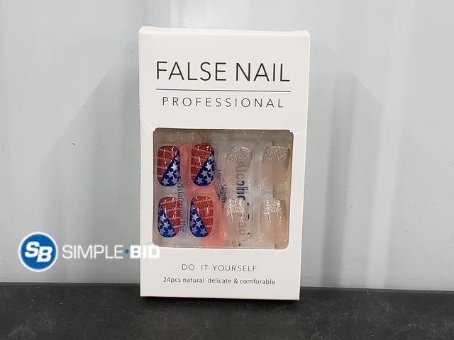 Lot 58-50470 - New Red - White and Blue 24 piece press on Nails