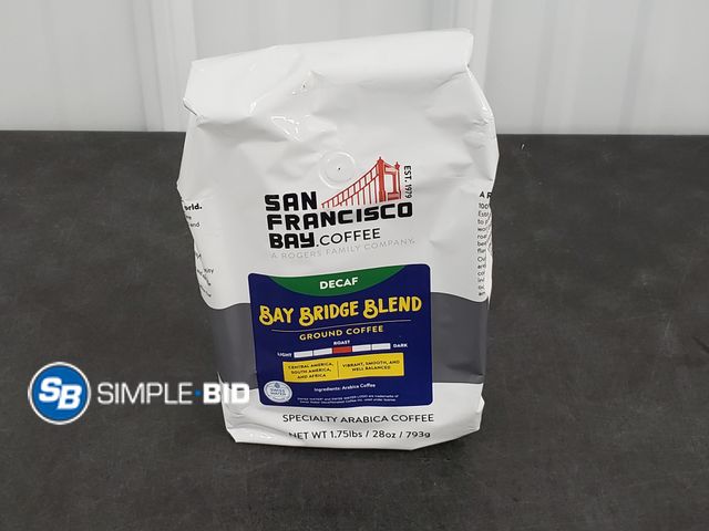 Lot 58-37862 - San Francisco Bay Coffee Decaf Bay Bridge Blend Ground Coffee - 28 oz - unopened