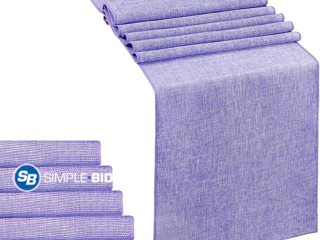Lot 58-38954 - New LuoluoHouse Light Purple Table Runner Roll Farmhouse Burlap Table Runners 6 Packs 13x84 inch Jut...