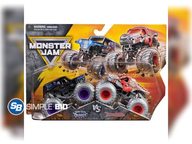 Lot 58-58665 - New Monster Jam, Official ThunderROARus Vs. Son-uva Digger Die-Cast Monster Trucks, 1:64 Scale, Kids...