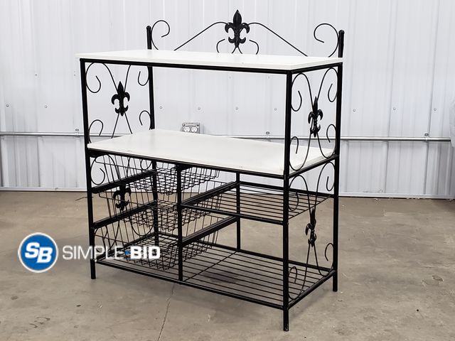 Lot 58-84083 - Decorative Coffee/Microwave Shelf with Shelves and Organizer Drawers