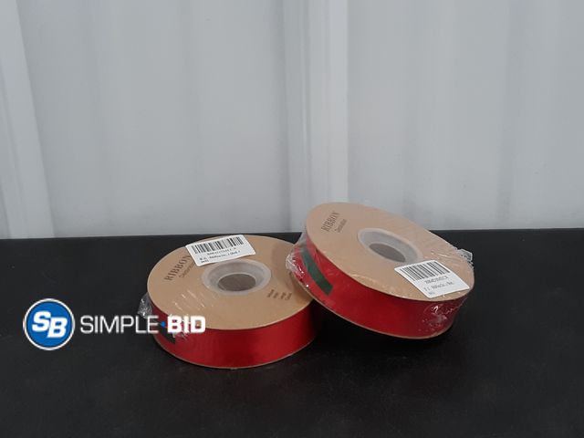 Lot 58-38084 - Lot of (2) New Ribbli Red Double Faced Satin Ribbon,1-1/2” x Continuous 25 Yards,Use for Bows Bouque...