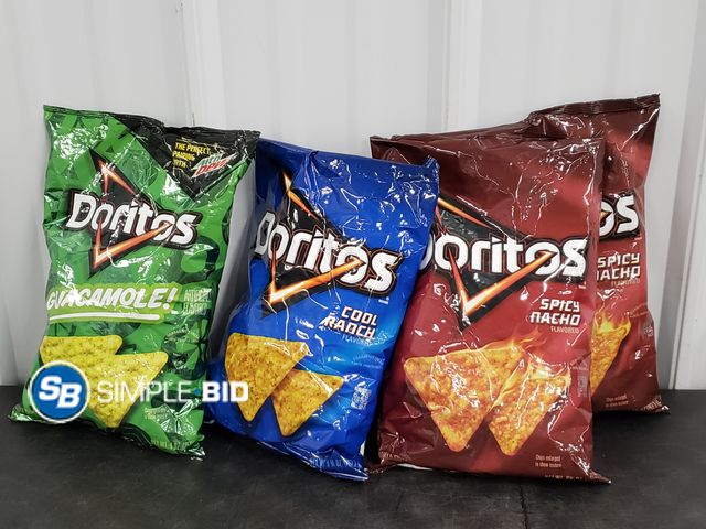 Lot 58-66863 - DORITOS! Lot of (4) Doritios (2) Spicy Nacho (1) Guacamole (1) Cool Ranch - unopened - expired - 9 o...