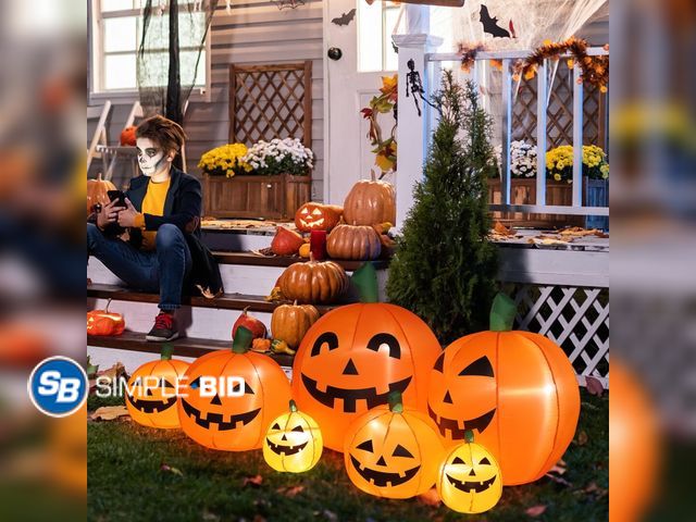 Lot 58-32521 - Zimtown 7 FT Halloween Inflatables Pumpkin, Halloween Decoration 7 Blow up Pumpkins w/ Build-in LEDs...
