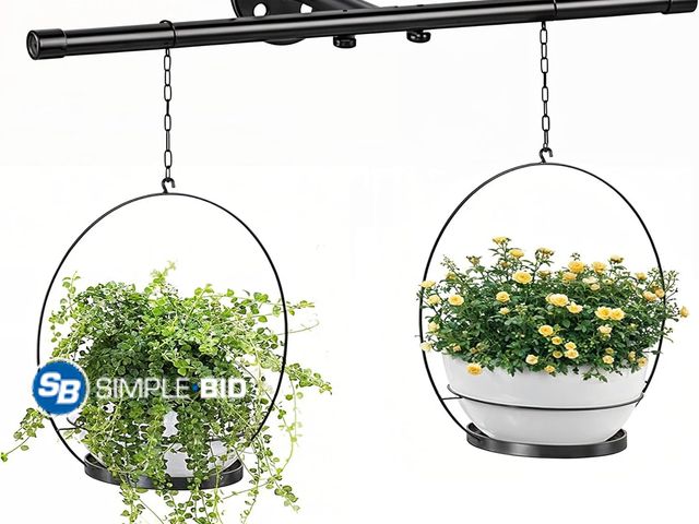 Lot 58-53929 - New Tree of Yates Hanging Planters for Indoor Plants - Plant Hanger Indoor Rod with 2 Diamine Plasti...
